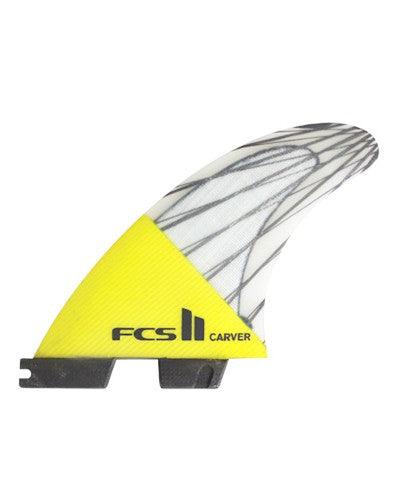 FCS II Carver PC Carbon Medium Tri-fin Set Yellow - Fiberglass Source