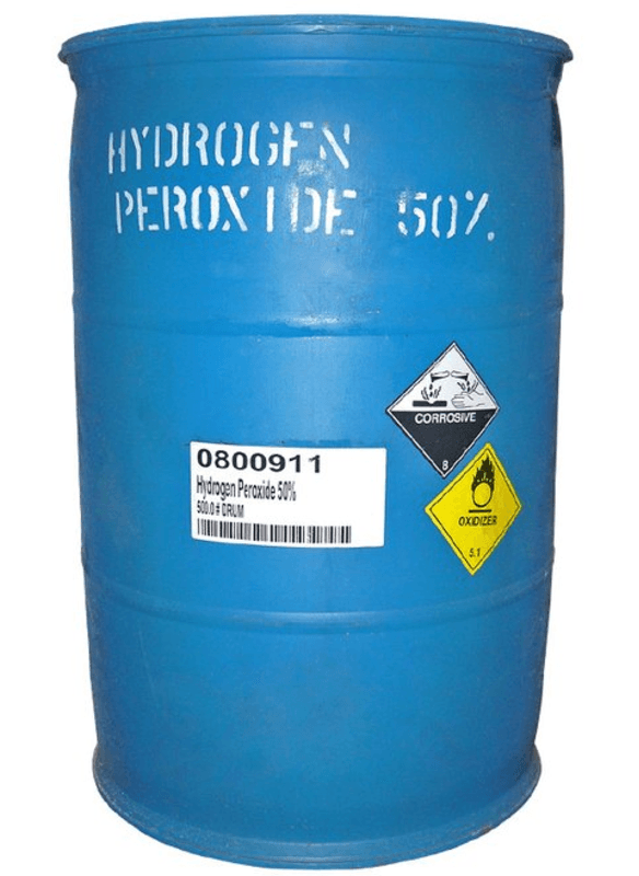 55 Gallon Drum - HYDROGEN PEROXIDE 50% SOLUTION - TECH GRADE Industrial - Fiberglass Source