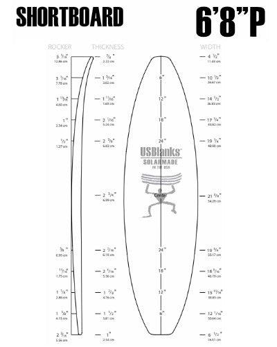 6'8"P US Blanks - Shortboard Blank - Fiberglass Source