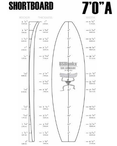 7'0"A US Blanks - Shortboard Blank - Fiberglass Source