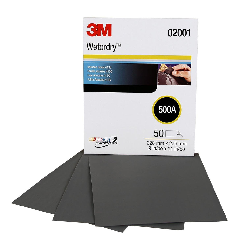 3M Wetordry Trimite sheet p500 grit-02001 Pack of 50 - Fiberglass Source