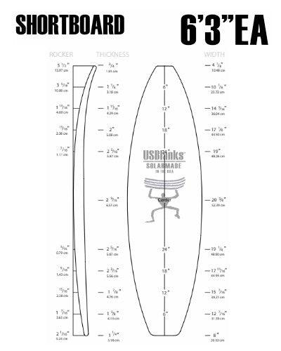 6'3"EA US Blanks - Shortboard Blank - Fiberglass Source
