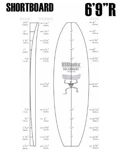 6'9"R US Blanks - Shortboard Blank - Fiberglass Source
