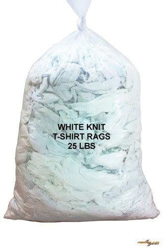 White Knit Wiping Rags - 25 lbs Bag